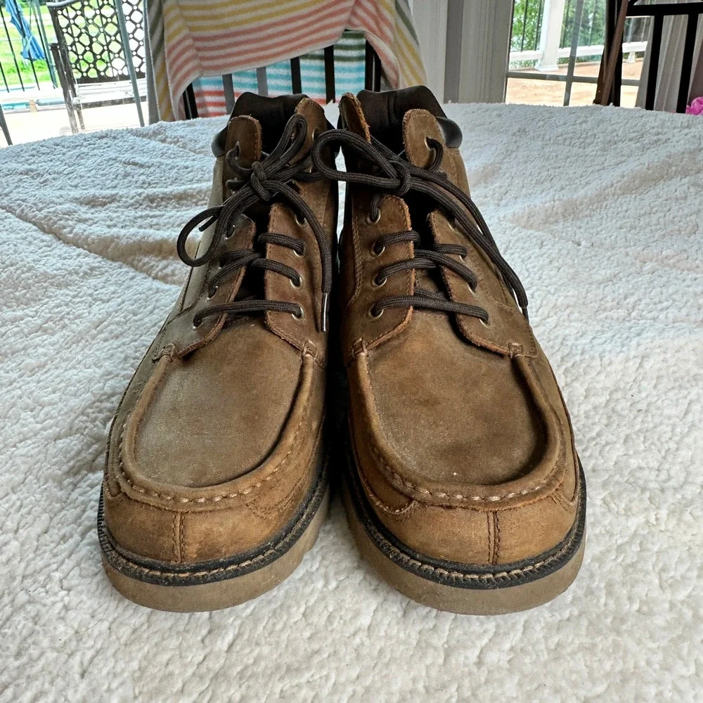 Rockport Boots Mens 12 Brown Leather Moc Toe Lace Up Gorpcore Hiking Outdoor